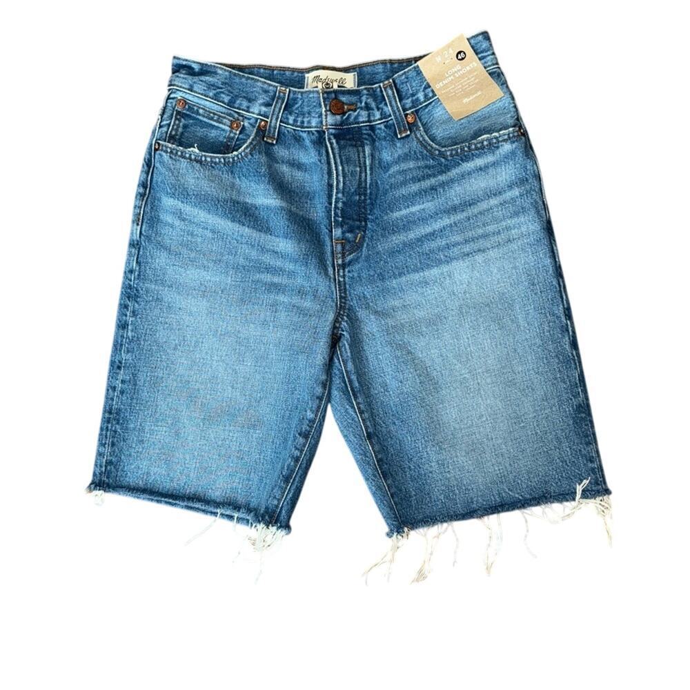 Madewell Long Denim Short Raw Hem Size 24 NWT